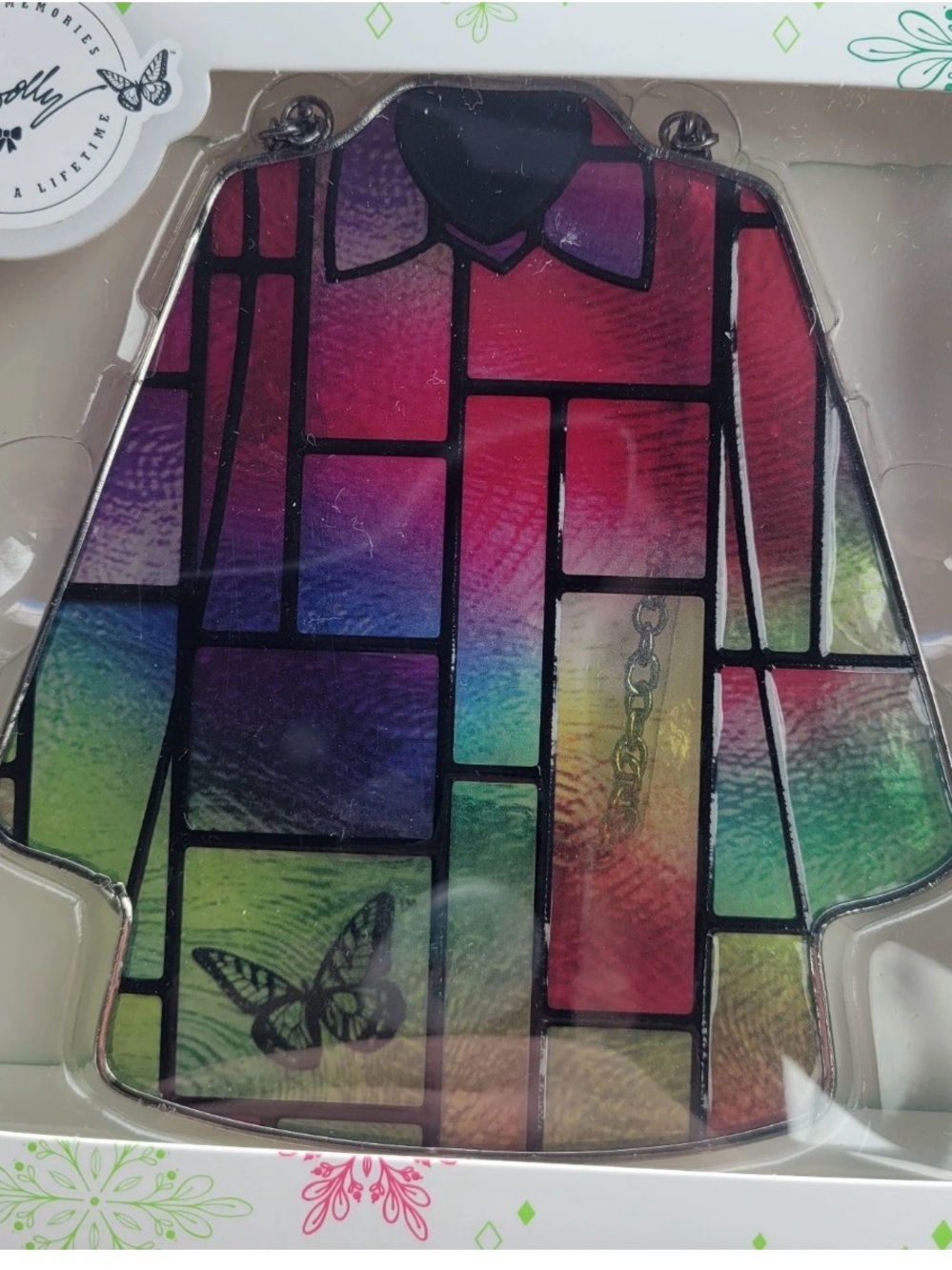 Dolly Parton Coat of Many Colors -Stained Glass Hanging Wall Decor Ornament NEW